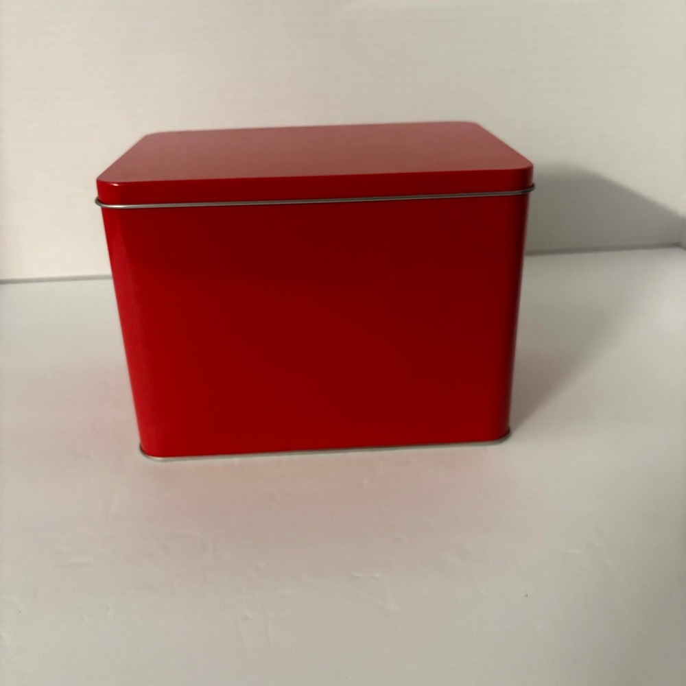 Sandra Lee Semi-Homemade Recipe Card Collection Red Metal Tin w/ Recipe Cards